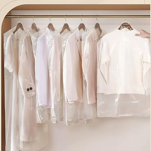 Miniatura 7 de DERIQ - 20 bolsas de plástico para ropa de 60 pulgadas, bolsas de limpieza en seco, bolsas de plástico transparente para limpieza en seco, bolsas de