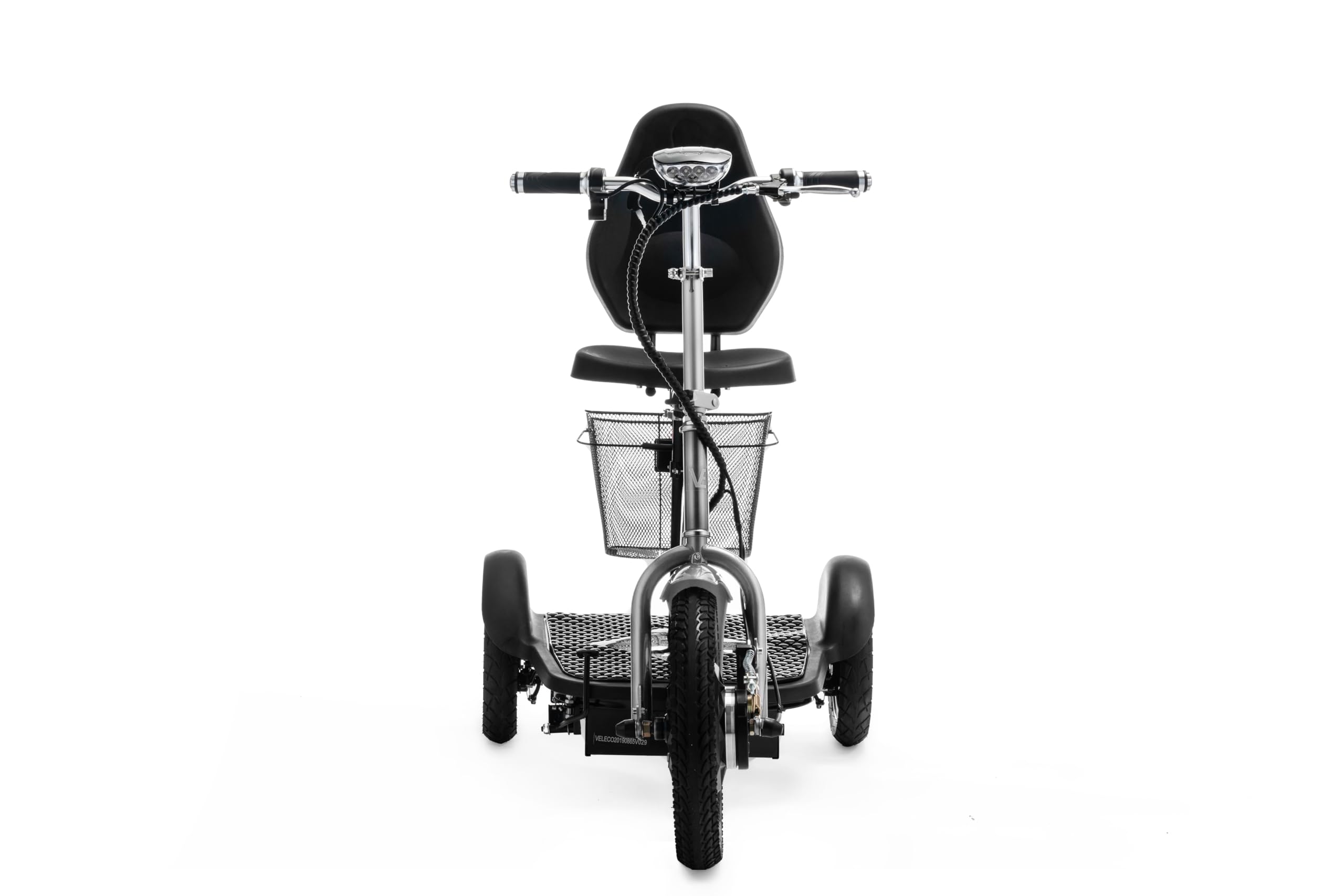 VELECO ZT16 - Scooter de movilidad de 3 ruedas - Totalmente ensamblado y listo para usar - Ruedas grandes - Fácil de maniobrar - Frenos delanteros y traseros - Cesta de la compra extraíble (PLATA)