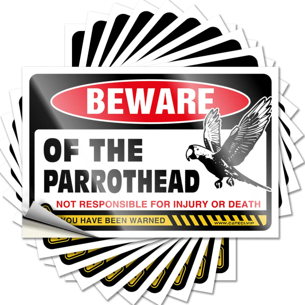 Decal Guest Bathroom Decor Vinyl Sticker | Beware of Parrothead Feminist for Taupe Use(12X18CM)