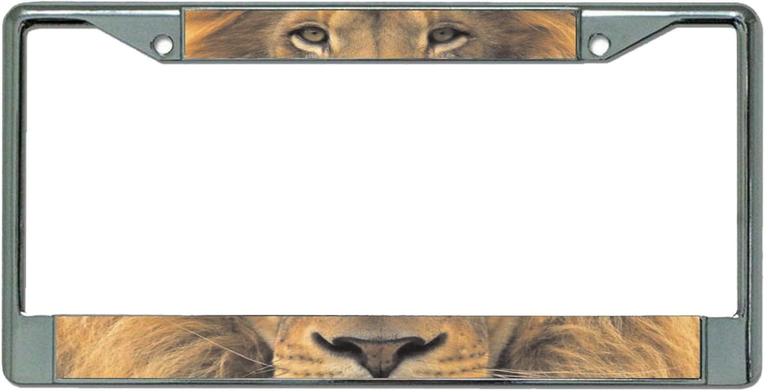 Lion Face Chrome License Plate Frame