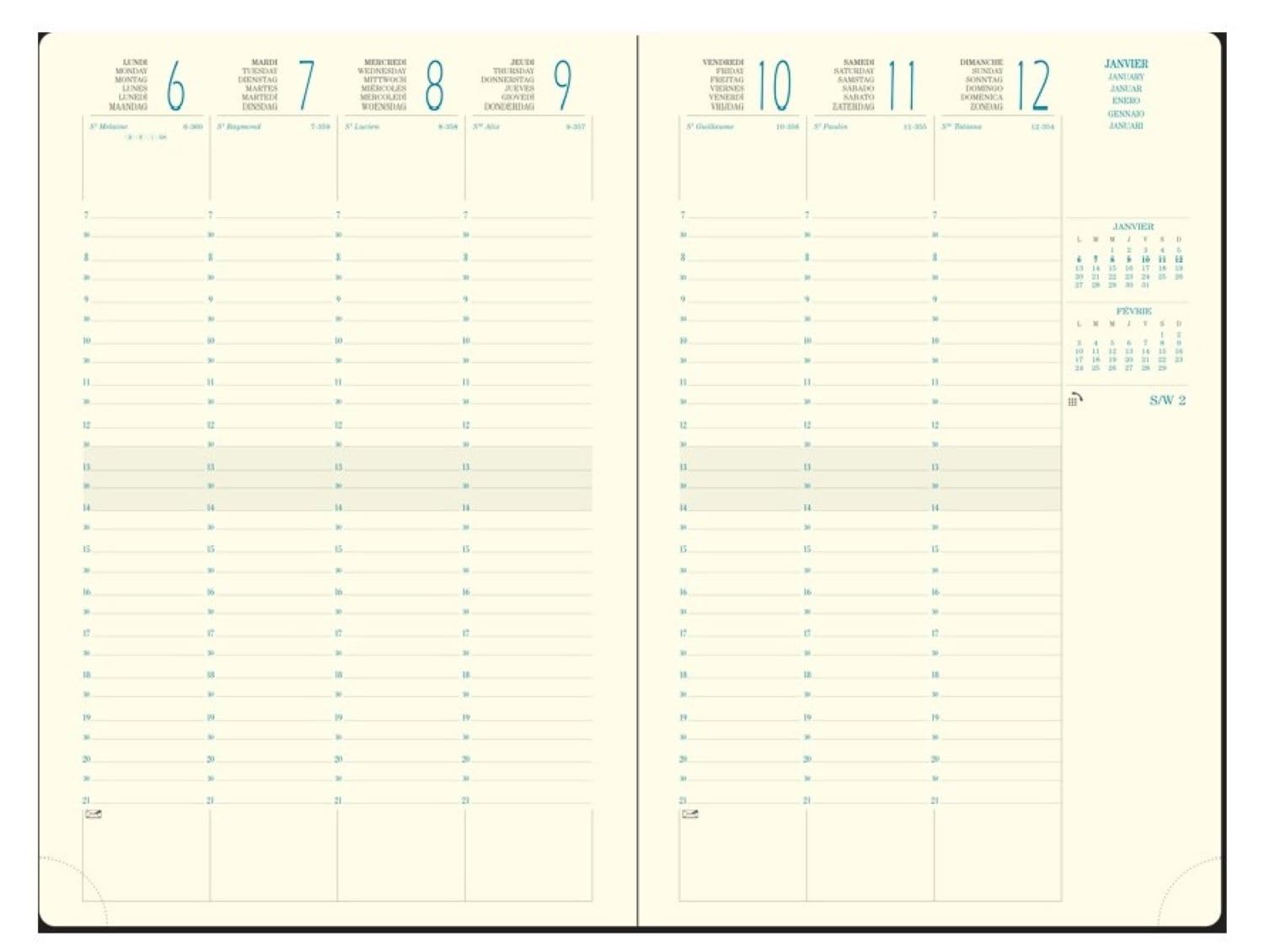 Exacompta - 24842E – Eurotime Desk Diary Refill 24-16 x 24 cm – Week to View January to December 2024