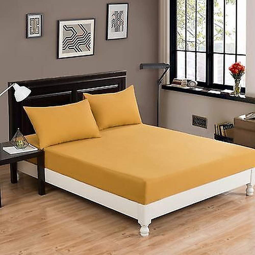 Looms & Leaves Mustard 100% Percale Quality Poly Cotton Pillow Cases In (, Pair Of Pillow Cases)