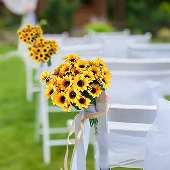 Amazon｜himsyuden ひまわり 造花 花束 4束28本 7本/束 人工観葉