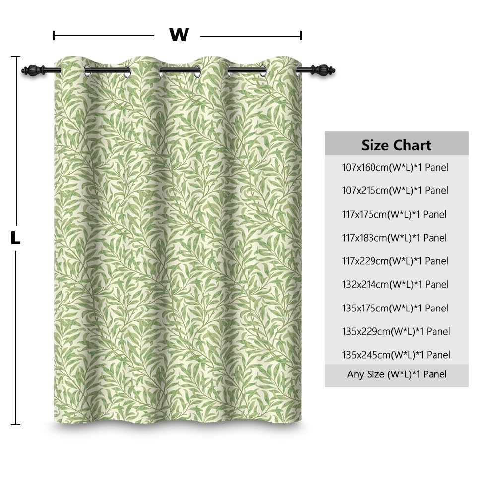 ggaimwf 117x229cm Foglia tropicale Tende occhielli Foglie di palma verdi Fiore Stampa artistica Isolamento termico Oscurante Tende per finestre per Camera letto per Soggiorno,1 pannello singolo