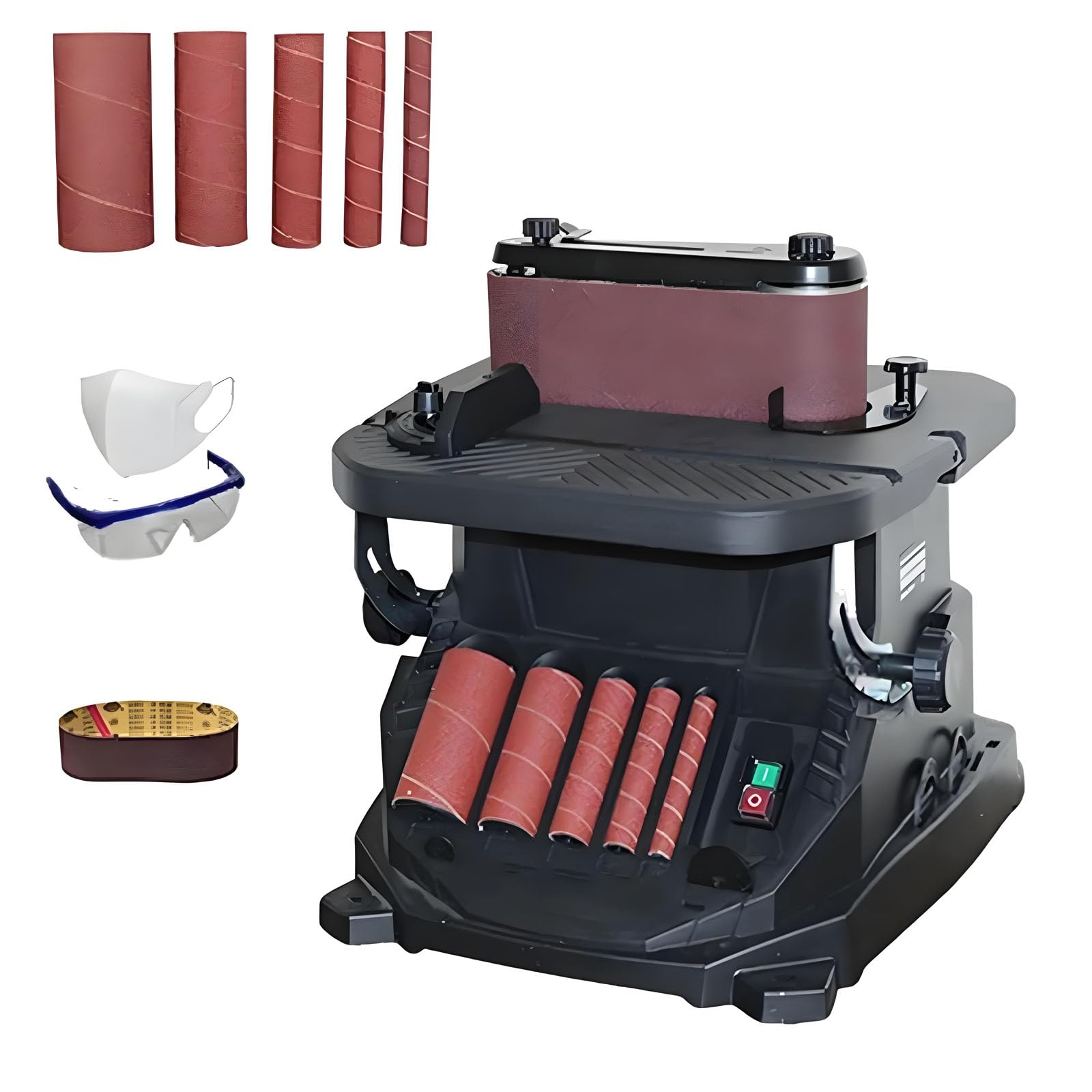 JOSBY Levigatrice A Nastro da Banco, Potente Levigatrice da Banco da 450 W, 2850 Giri/min, Utensile Compatto per Levigare Il Legno, per Modellare, Levigare E Rifinire Progetti di Falegnameria