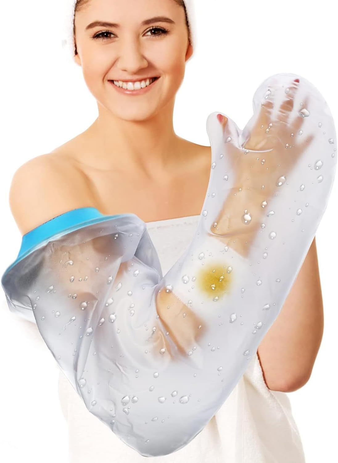 sunby Waterproof Arm Cast Cover for Shower Adult Long Full Protector Cover Soft Comfortable Watertight Seal to Keep Wounds Dry Bath Bandage Broken Hand,Wrist,Finger,Elbow No Mark on Skin,Reusable