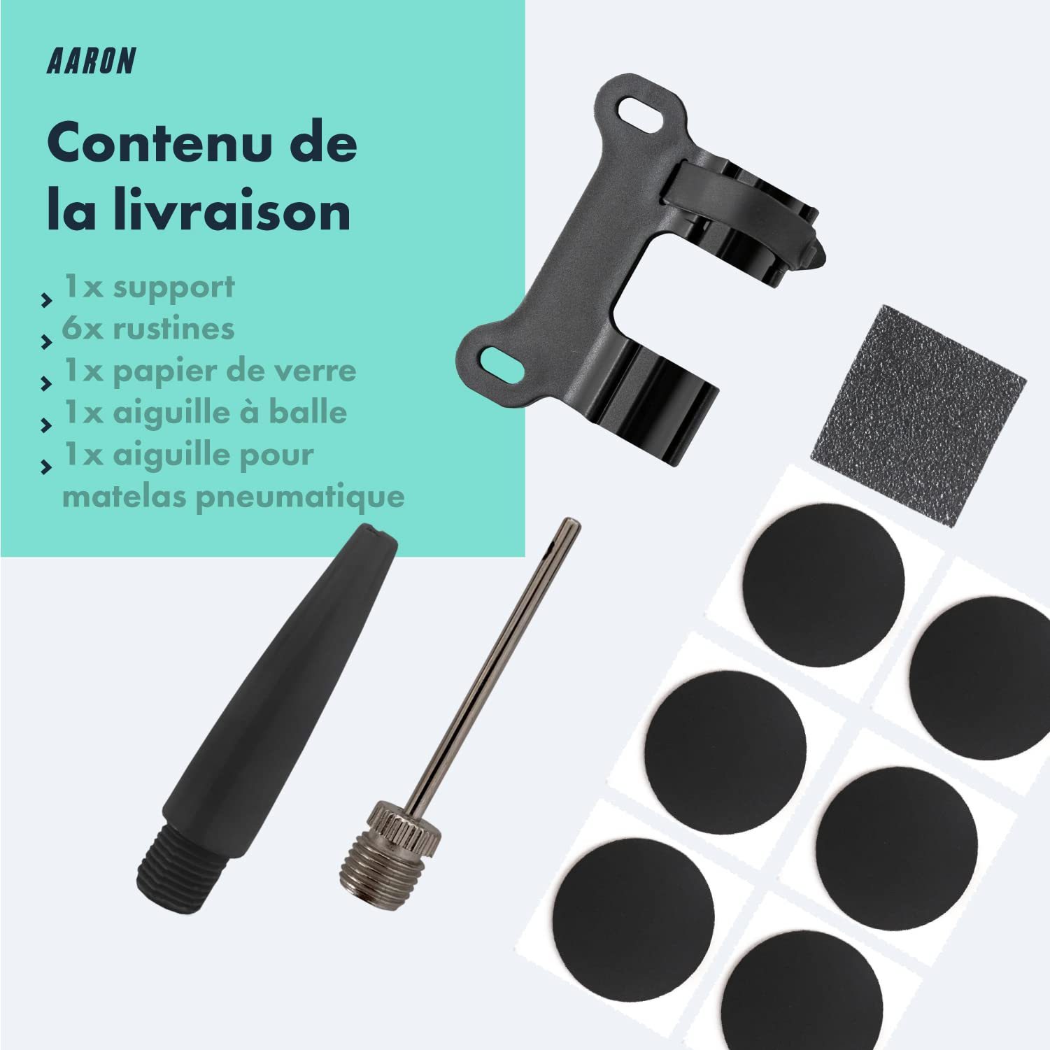 AARON Pocket One Mini Pompe à vélo pour Toutes Les valves – Pompe à air compacte adaptée à Tous Les Cadres – Pompe Manuelle pour Les déplacements avec kit de gonflage Gratuit – Pompe à Roue en