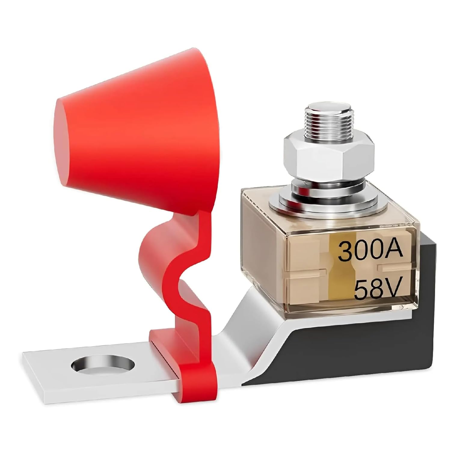 MRBF Terminal Fuse Block, 200A/300A, 58V DC, Waterproof Cap, 5/16" Single Stud for Marine and Automotive (200A)