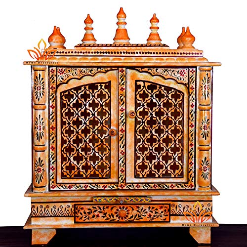 Home Decorative Handpainted Wooden Temple (White & Orange, Large), 61 Centimeters, 76 CM (B08K2XR4RK) Amazon Price History, Amazon Price Tracker