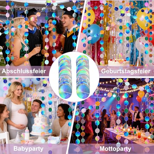 6PCS Runde Hängende Girlande Geburtstag Deko, Glitzer Kreis Girlande Für Party Deko Und Hochzeit, Fensterdekoration Für Räume, Elegante Birthday Decorations Für Jugendweihe Feier