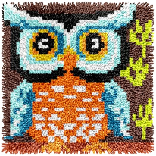 Image of Latch Hook Kits for Adults Beginners, Rug Hooking Kit 30*30cm Small Home Decor Rugs Making Kit with Crochet Tool & Precut Yarns and Coded Canvas Christmax Halloween Craft Gifts for Women Mom