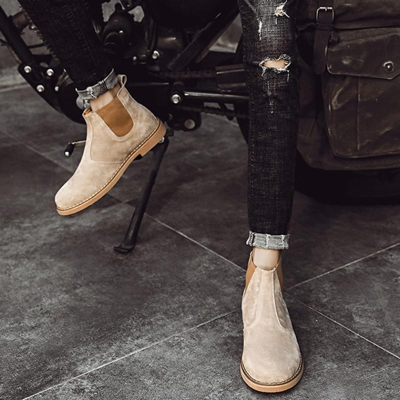 Shoes Men's Fashionable Mid-Cut Slip-on Leather Boots Classic Round-Toe Low-Heeled Oxford Shoes for Travel Shopping Driving Men Comfortable Breathable Shoes