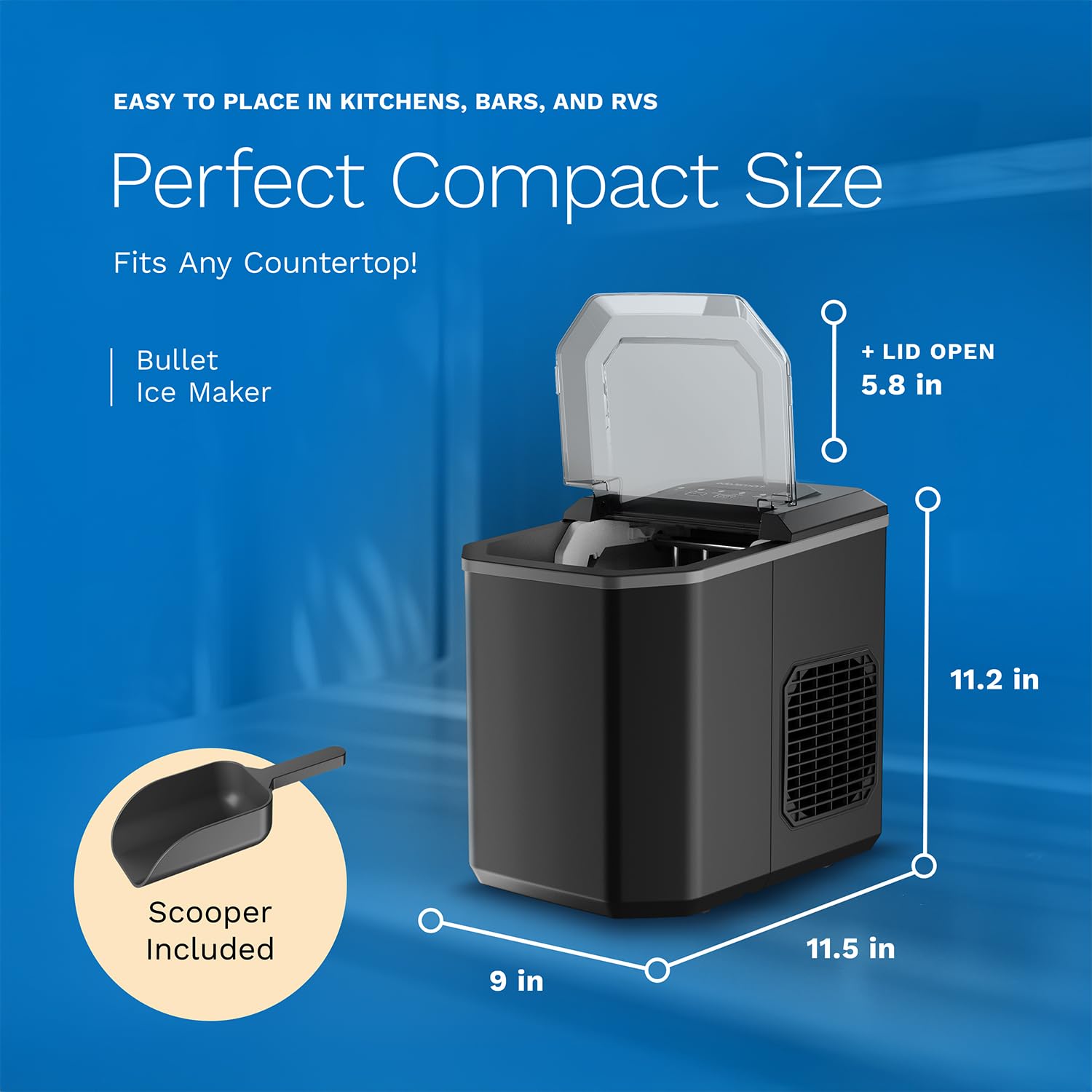 Homelabs Chill Pill Countertop Ice Maker - Perfect Ice In 8 To 10 Minutes - 26 Pounds Per Day Production To Keep You Iced Out Of Your Mind on Fridge.com - View 2