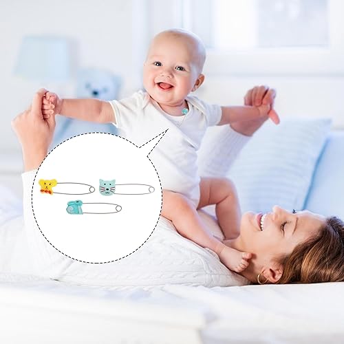 Miniatura 4 de Toddmomy 10 pasadores de seguridad para animales, pasadores de pañales de acero inoxidable con cabeza de plástico, pasadores de bloqueo para recién