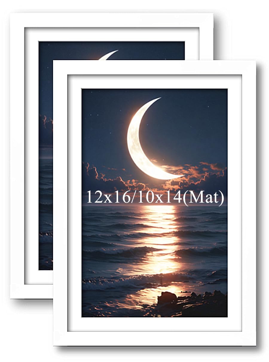 Diamond Painting Picture Frames, Suitable for 12x16 in/30x40 cm Picture Photos Oil Paintings Canvas, Diamond Art Wood Frame With Mat, Wall Art Deco (2 Pack, White)