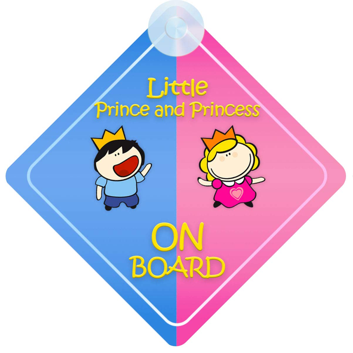 Qg Ltd Boys Pink Little Prince And Princess On Board Car Sign For Children/Baby And Girls Non Personalised Character Theme