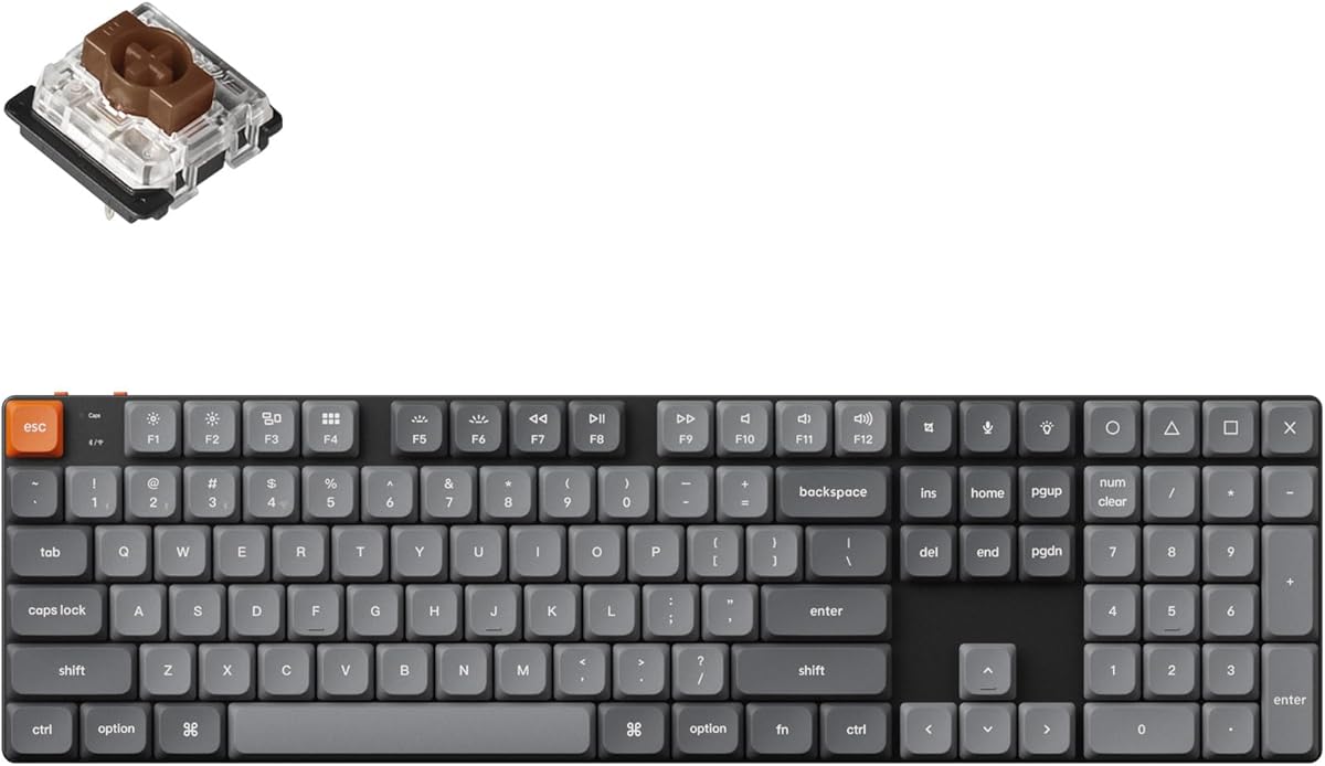 Keychron K5 Max Ultra-Slim Wireless Mechanical Keyboard, QMK/VIA Programmable Bluetooth 5.1/2.4 GHz/Wired with White Backlight Low Profile Gateron Brown Switch Compatible with Mac Win Linux