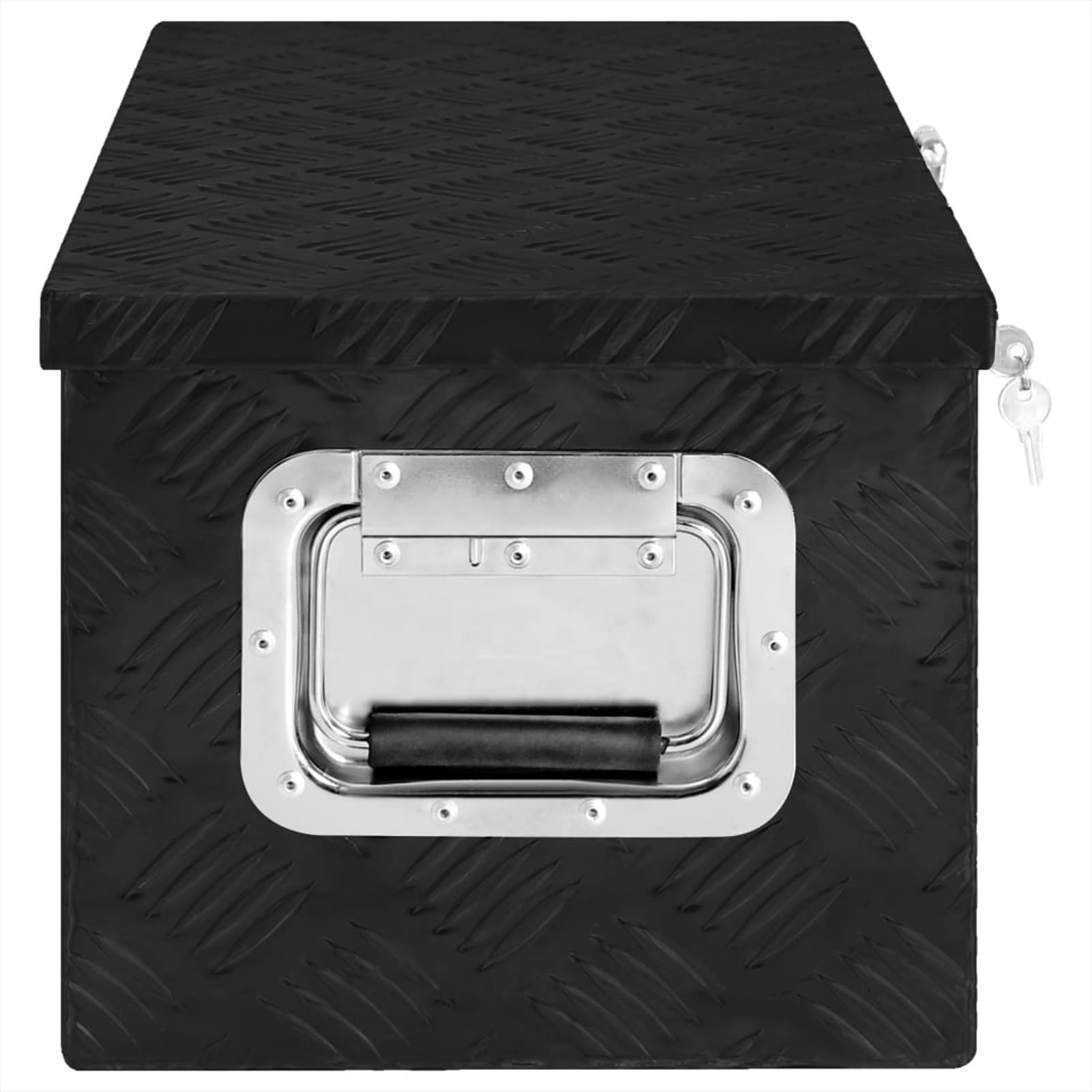 ShGaxin Aluminiowa skrzynka magazynowa czarna 70x31x27 cm, metalowa skrzynka narzędziowa, skrzynka na narzędzia, aluminiowe pudełko