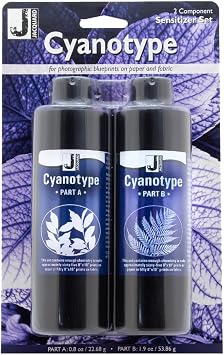Jacquard Cyanotype Set Cyanotype Chemicals for Fabric, Paper and More, Easy-to-Use Sun Print Kit, Create Stunning Prints with Cyanotype and Sunlight, Includes Sensitizer Solutions A & B
