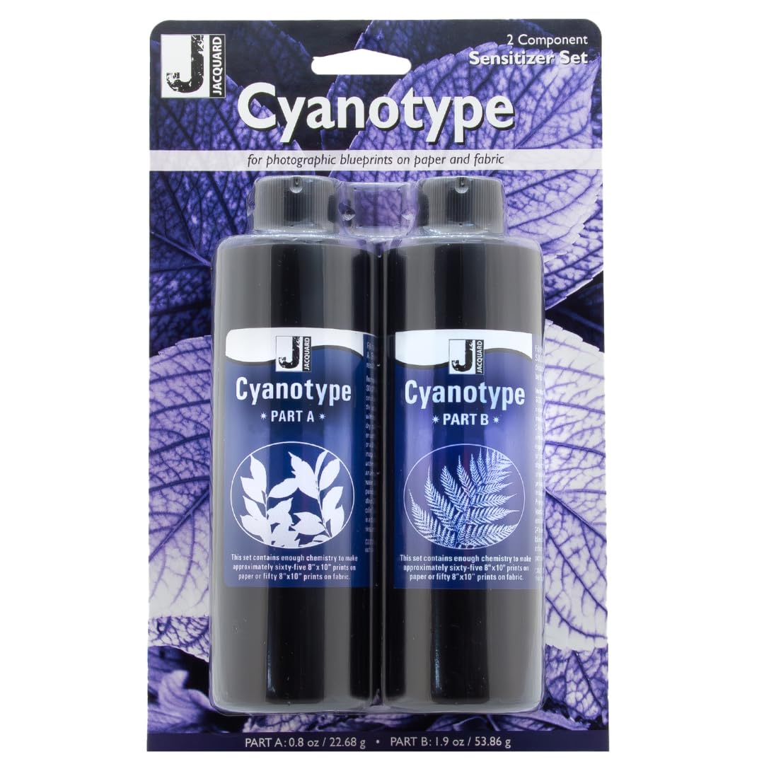 Jacquard Cyanotype Sensitizer Set, Sun Printing Kit for Creating Photographic Blueprints on Paper and Fabric, DIY Art and Craft Supplies for Solar Activated Prints