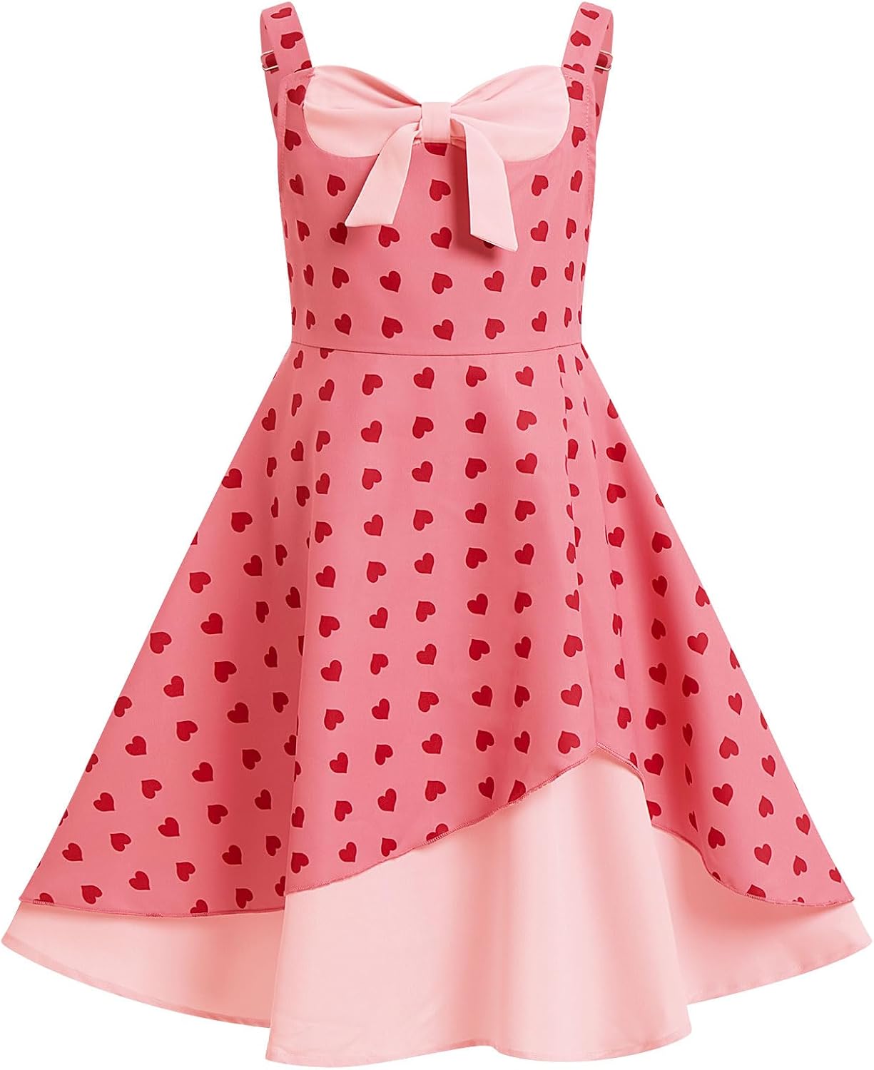 Polka Dot Retro Dress for Girls 1950s Vintage Dresses Bow Adjustable Spaghetti Straps Swing Rockabilly Party Dress