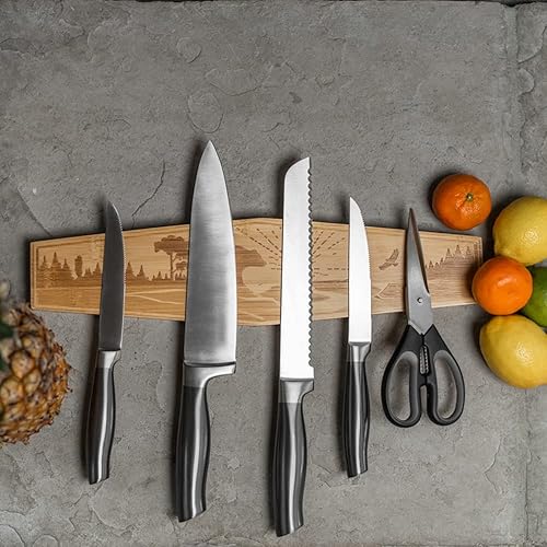 Miniatura 7 de Soporte para cuchillos mangetic de alta calidad para pared, imán grabado de 16 pulgadas para cuchillos, a rayas magnéticas de cocina, diseñado en