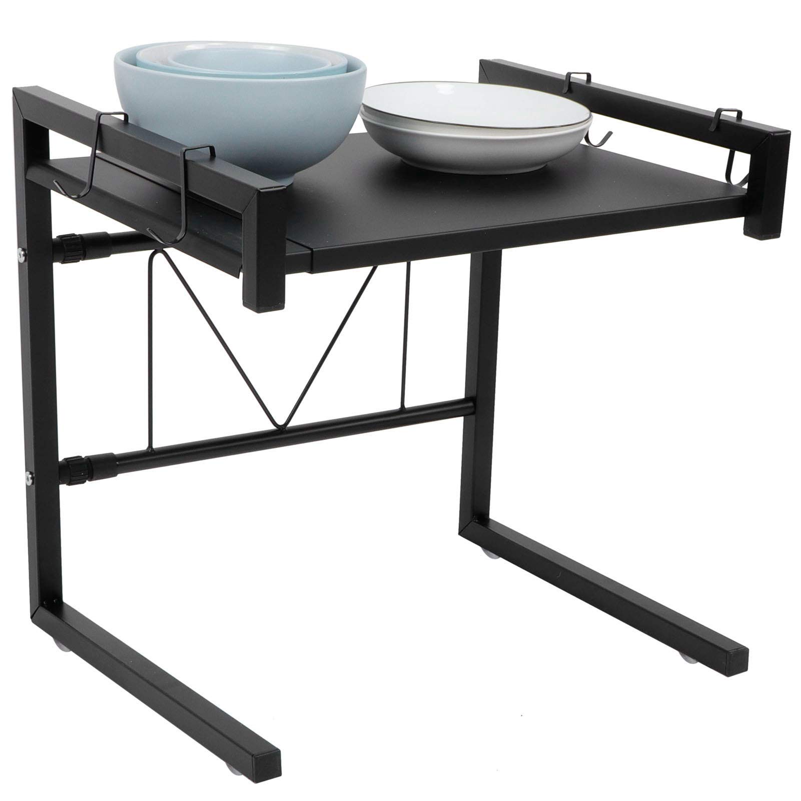 Dioche Metallo Forno a Microonde Rack Tostapane Scaffale, Mensola Microonde Allungabile Forno a Microonde Risparmio di Spazio Armadietto Organizzatore Supporto per Spezie, Nero