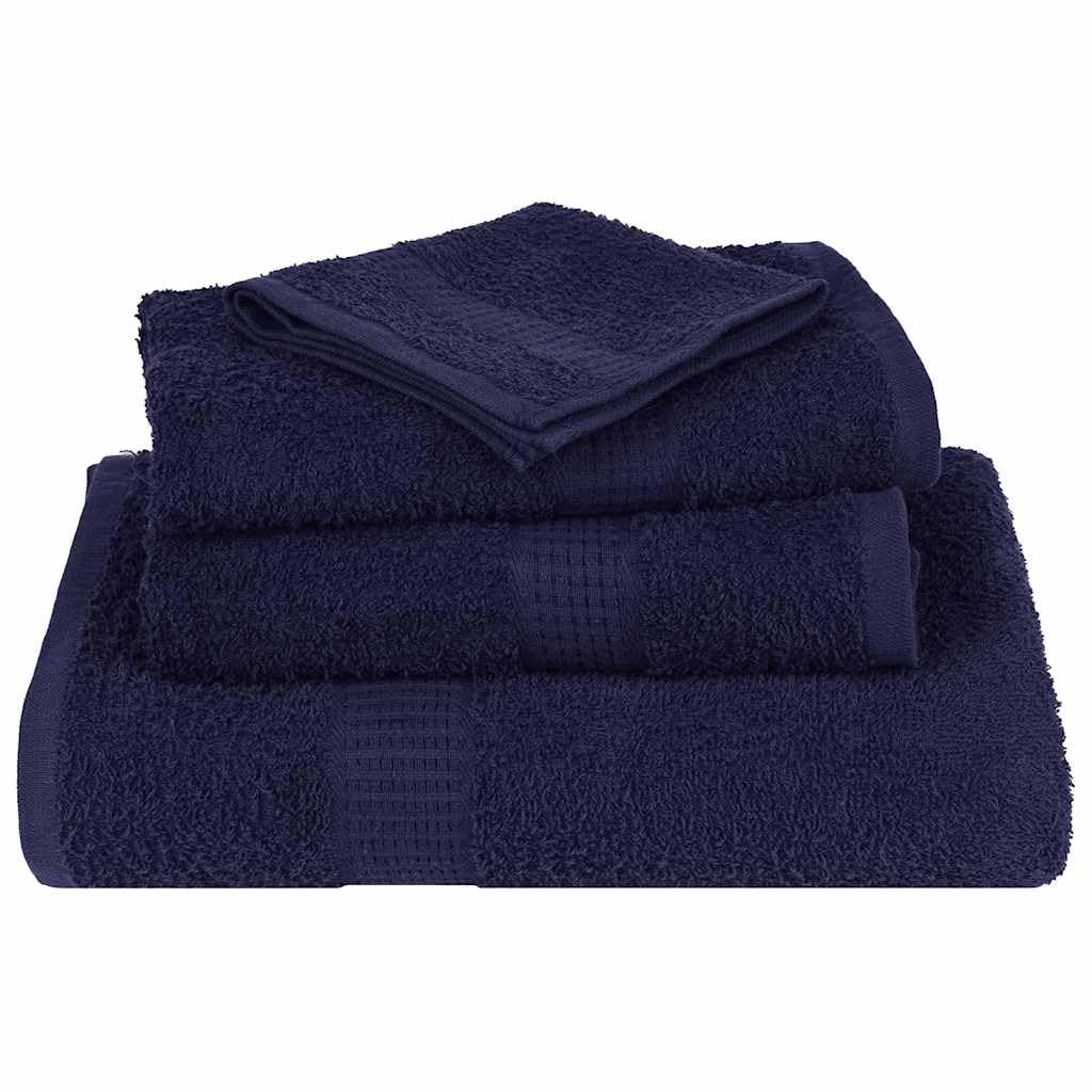 6-TLG. Handtuch-Set FROGN Marineblau aus 100% Baumwolle 360 g/m² mit 4 Handtüchern 2 Duschtüchern, saugstark, weich, schnelltrocknend für Badezimmer, Spa, Sport und Wellness
