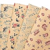 PlandRichW Wrapping Paper of Floral Design Folded Kraft Wrapping Paper 12 Sheets Recycled Gift Wrap for Birthday, Wedding, Holiday, Party, and Baby Shower Precut 20' X 29'
