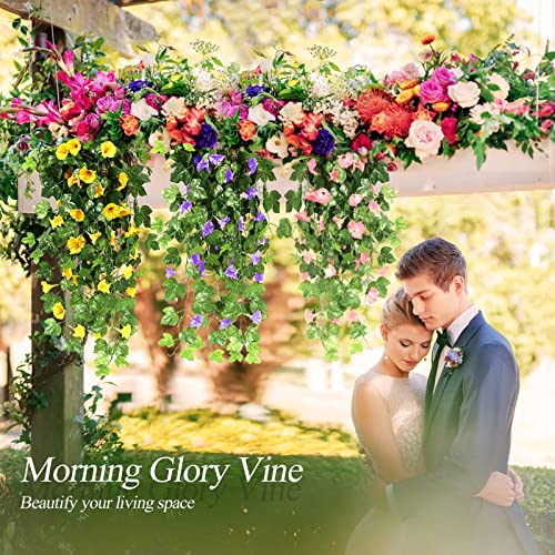 Souarts Artificial Wisteria Basket Artificial Vine Flowers For Hanging Basket, Hanging Flowers Simulation Flowers Vine Wedding Bouquet Home Outdoor Decoration (B-Blue, 4.5Cm-Set Of 2) #TOP6