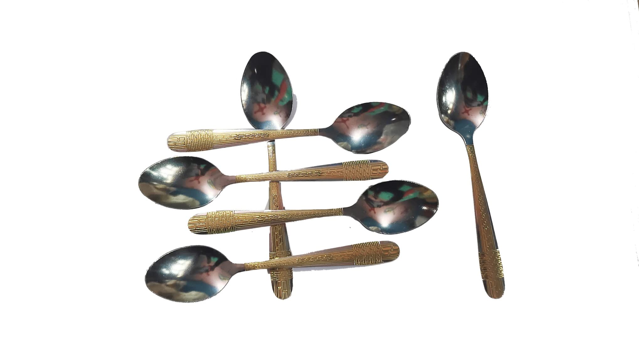 Stainless Steel Dinner Golden Spoon and Multicolour, (Pack of 1)