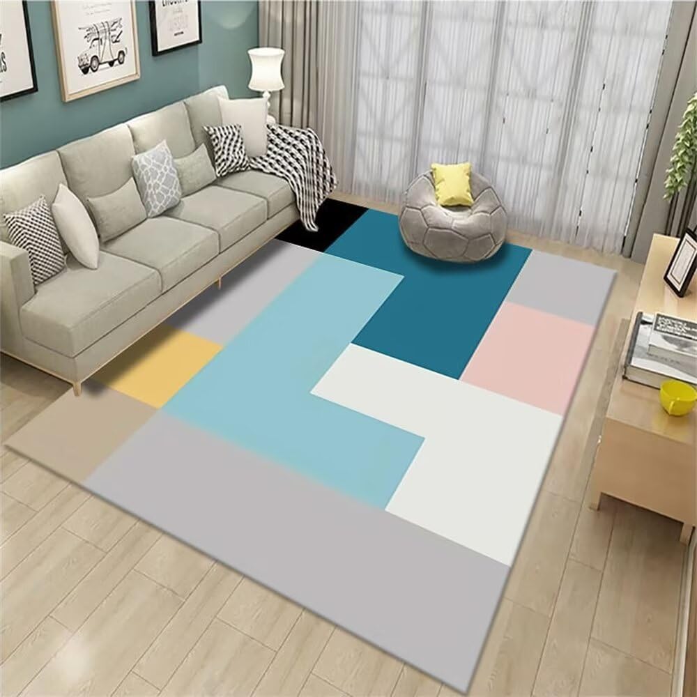 Tapis de canapé rectangulaire facile à laver pour éliminer les taches du salon