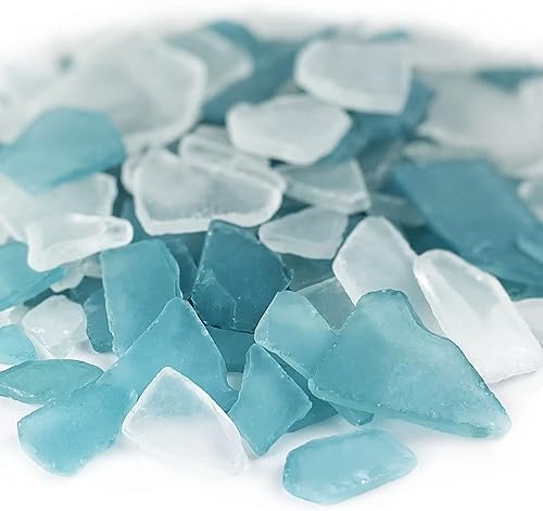 CYS EXCEL Vidrio de mar de 32 onzas, mezcla de azul claro y transparente, múltiples opciones de color, relleno de jarrón de vidrio triturado, disponible en Yaxa El Salvador