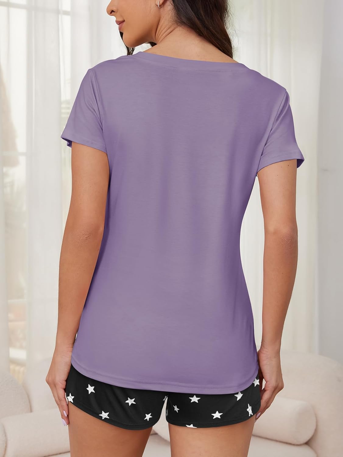 VENTELAN 2 Pack Womens Pajama Sets Short Sleeve Tops with Shorts Comfy Pjs Casual Lounge Sleepwear Sets S-2XL - Image 5