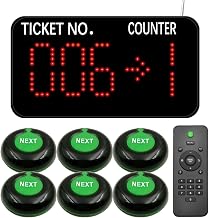 Take a Number System Queue Wireless Calling Sysem with 1 Counter Display and 6 Next Button for Restaurant Bank Ticket Office Clinic