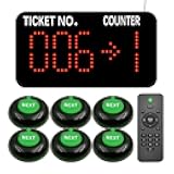 KOQICALL Take a Number System Queue Wireless Calling Sysem with 1 Counter Display and 6 Next Button for Restaurant Bank Ticket Office Clinic