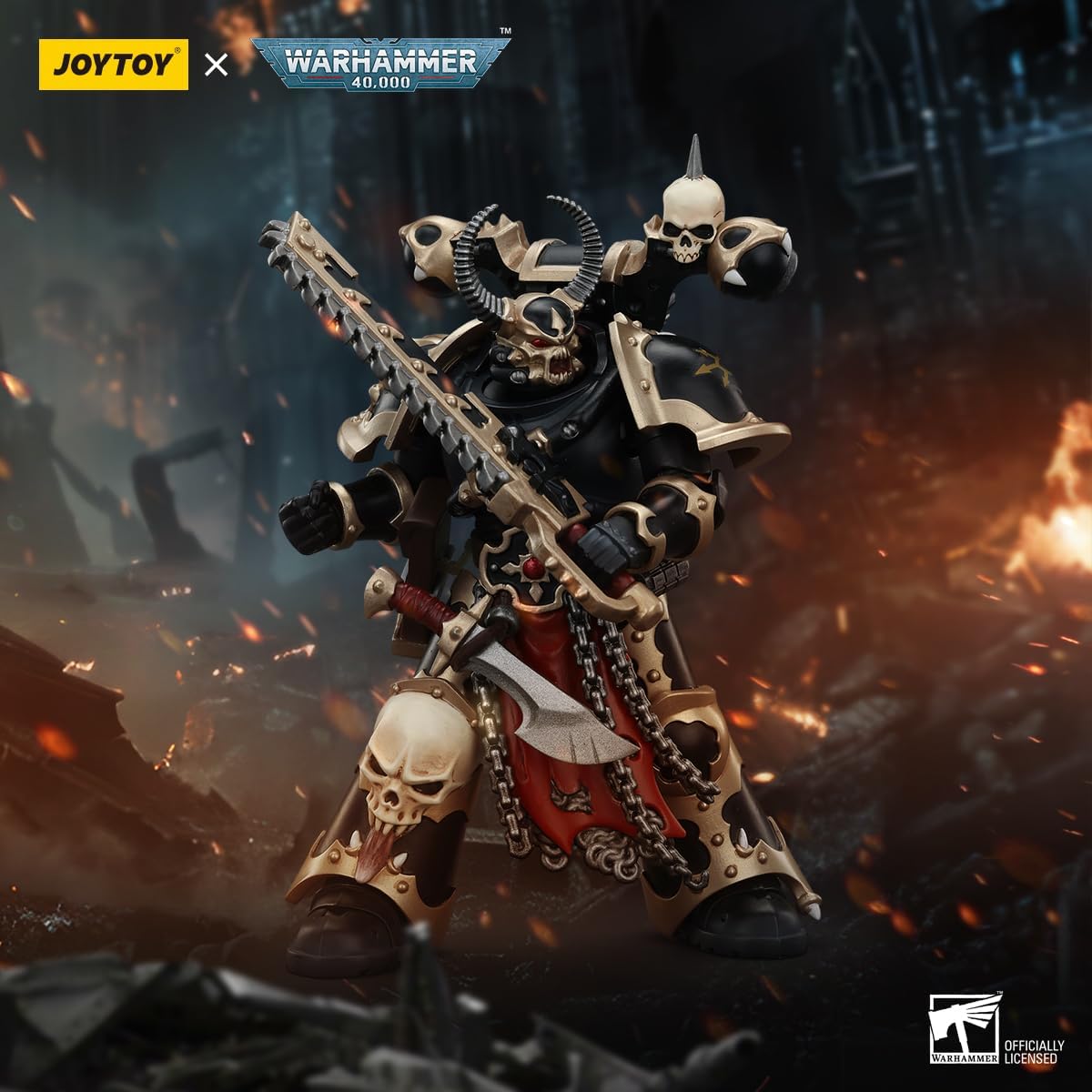 JOYTOY Warhammer 40k Chaos Space Marines Black Legion Chosen with Combi-melta and chainsword 1:18 Scale 4.96in Action Figure Mecha Joy Toy Collection Model