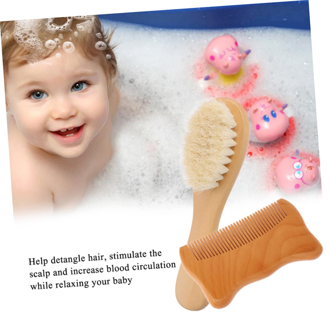 FRCOLOR 6 peines de madera para el pelo para niños pequeños, cepillo de cerdas naturales, cepillo de pelo para cabello grueso, cepillo de madera para el cabello, cepillo de madera con cerdas de
