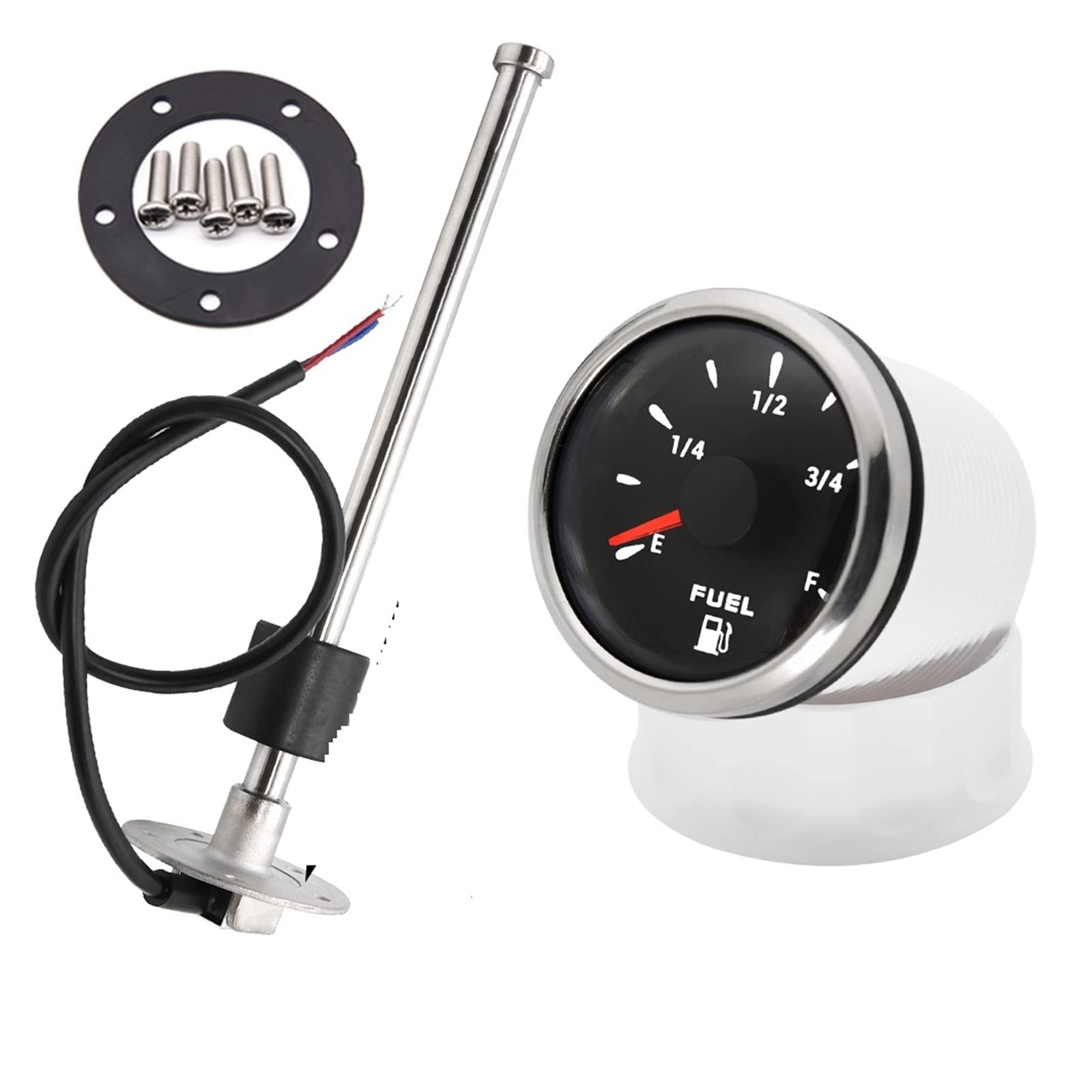 Czujnik poziomu paliwa, 52mm wskaźnik poziomu paliwa z 100-550mm czujnik poziomu paliwa 7 kolorów łódź morska Car Point miernik poziomu paliwa w zbiorniku oleju(BS with 350mm sensor)