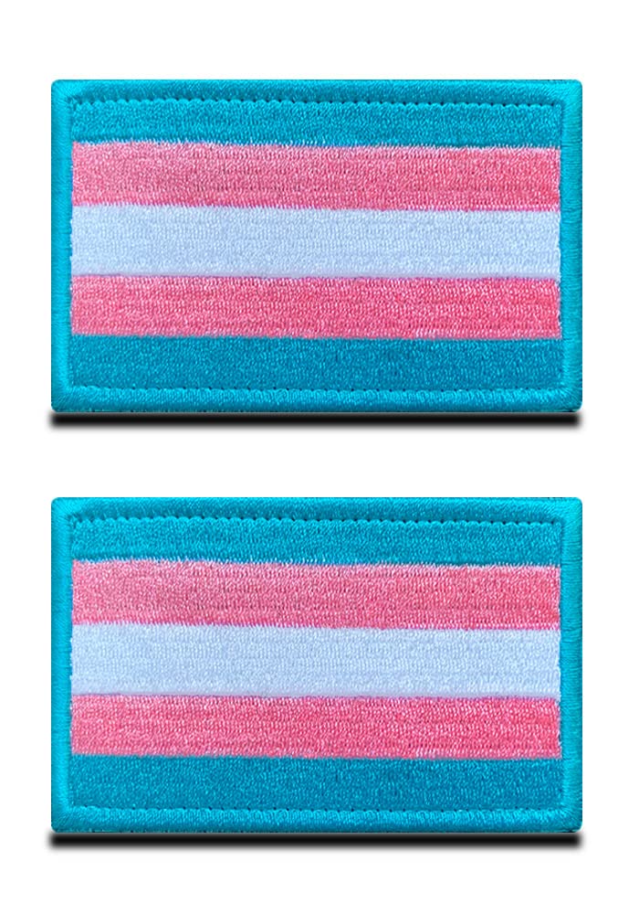 Pack of 2 Transgender LGBT Rainbow Flag Patch, Rainbow Embroidered Closure, Sew-On Emblem, Gay Pride Patches for Backpacks, Hats, Vests, Helmets, Jackets, Clothing