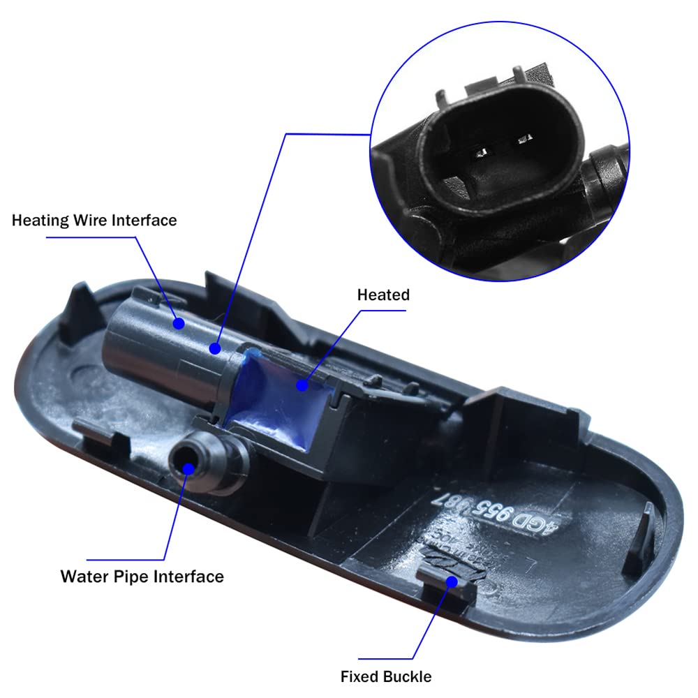 Baceyong 2x Auto Beheizte Waschdüse Düsen 4GD955987, 4GD955988 Passend kompatibel mit Audi Audi A7 4G8 2011 2012 2013 2014