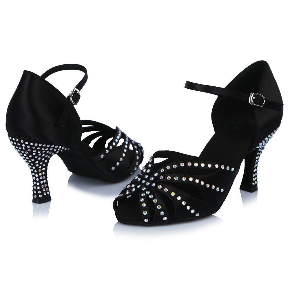 HROYL Scarpe da Ballo Latino Donna con Strass Scarpe da Ballo da Sala Salsa Bachata,Modello IT-4350