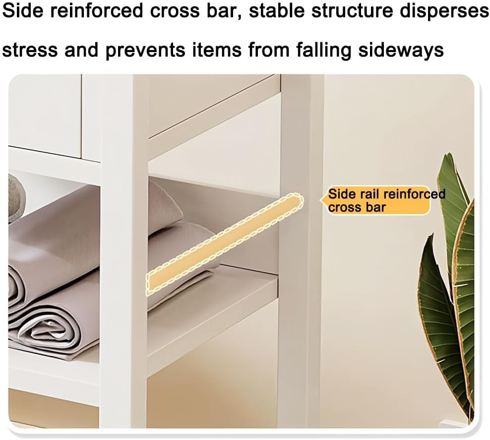 Zfmnoyev Salon Trolley Cart with Wheels, Storage Salon Stations for Hair Stylist, Large Mobile Storage Cabient, Storage Shelves Organizer Trolley for Bathroom Kitchen Office Workshop(White-A)