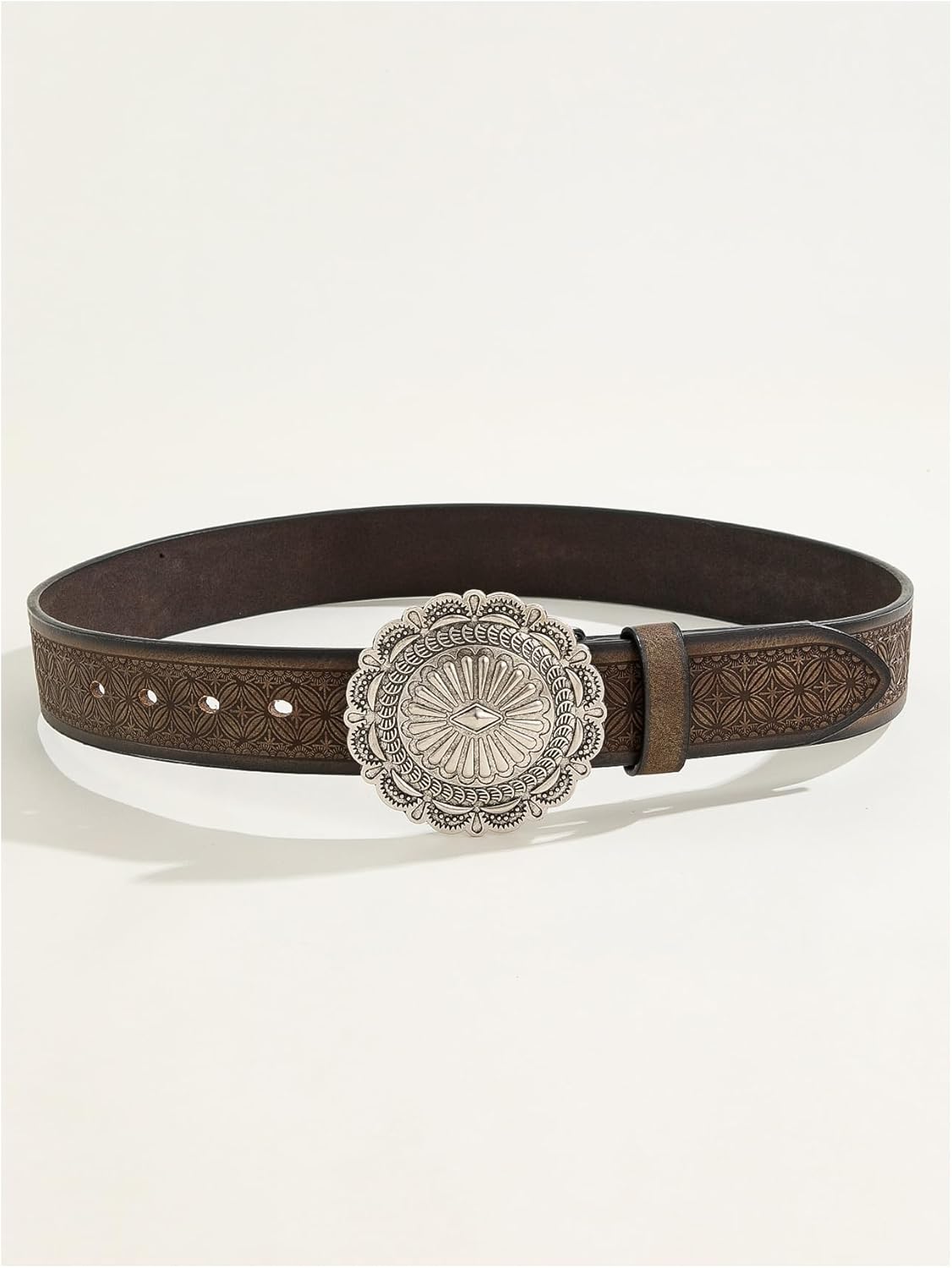 GORGLITTER Women's Cowboy Belts Floral Country Belts Leather Waist Belt for Jeans Pants - Image 2