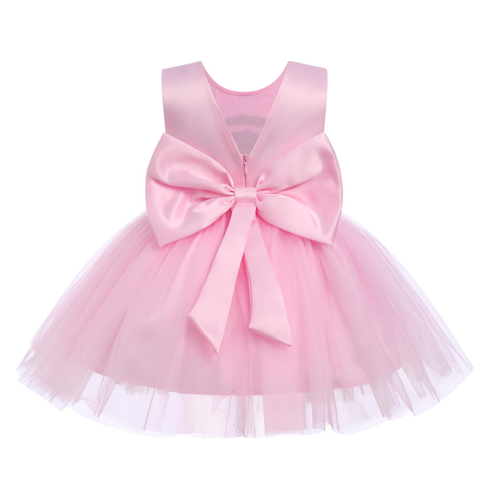 ABEWIP Girls Rainbow Sequin Tulle Dress Ruffle Sparkle Toddler Girl Kids Party Bridesmaid Wedding Gown Dresses Light Pink 3-4y
