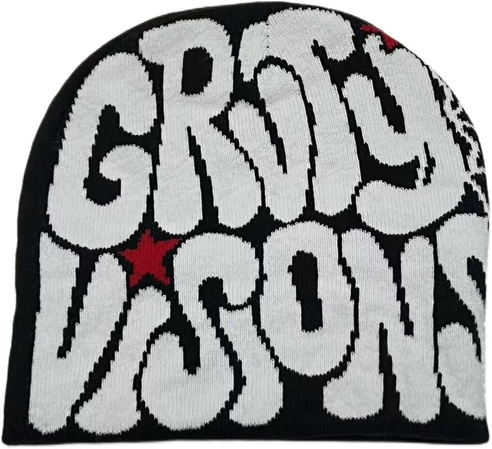 Y2K Beanies Letter Printing Knitted Hat Fashion Hip Hop Trend Beanie Winter Warm Woolen Hat for Women Man Pullover Hat