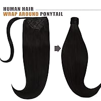 Vista 2 de Lacer Extensión de cabello humano grueso y natural #1B, color negro natural #1B, cola de caballo para mujeres negras, 2.82 oz/juego, 16 pulgadas