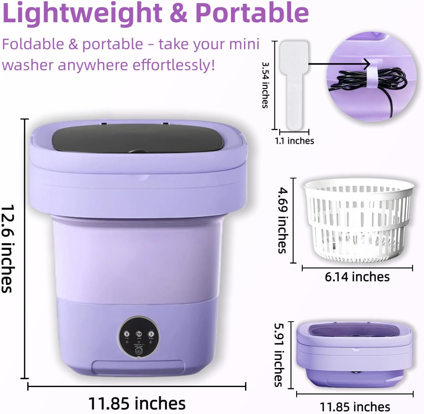 Portable Washing Machine,Mini Washer,16L Upgrade Mini Laundry Machine with Spin Basket,Deep Clean Baby Clothes,Underwear,Socks,Small Pet clothes; Ideal for RV, Dorm, Camping (Purple)