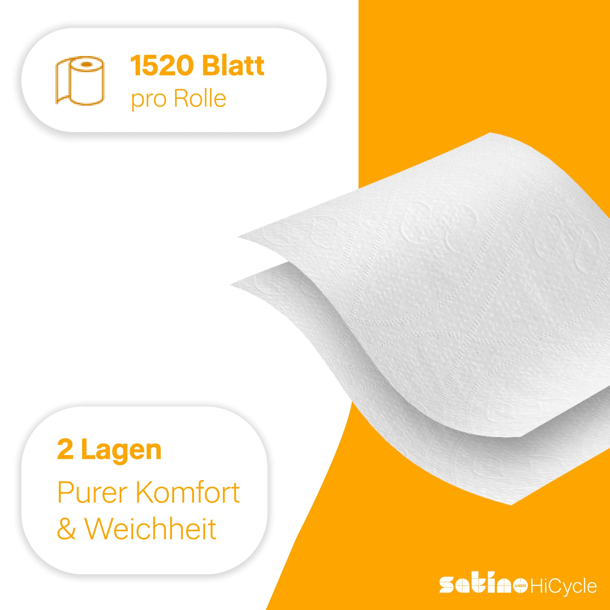 Satino by WEPA comfort papier toaletowy duża rolka 317130 – 6 rolek – 2-warstwowy – biały – miękki – certyfikat UE Ecolabel – 380 metrów na rolkę