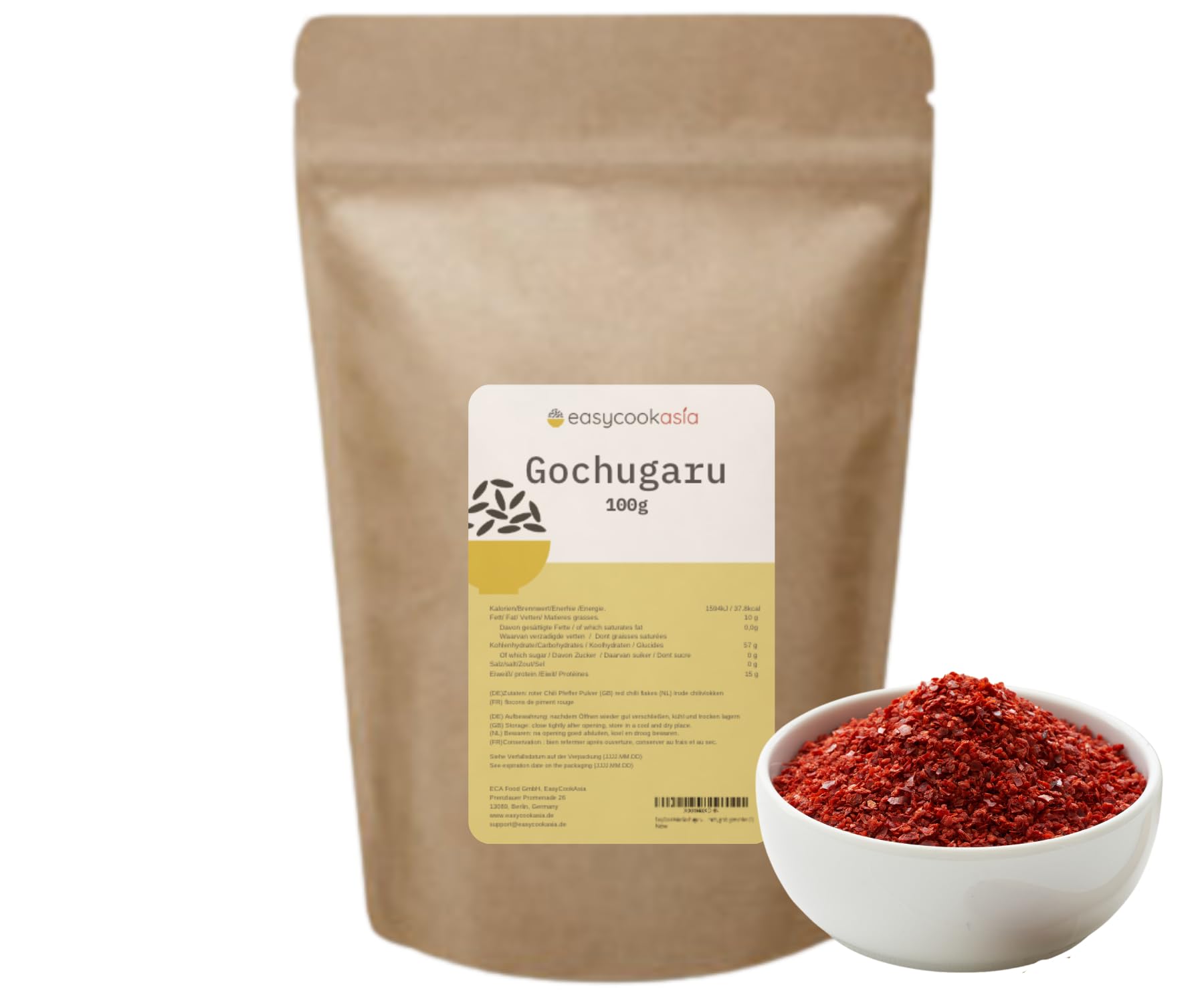 EasyCookAsia Gochugaru | Koreanische Gochugaru Chiliflocken | 100g | Gochugaru Chili Flakes | grob gemahlen